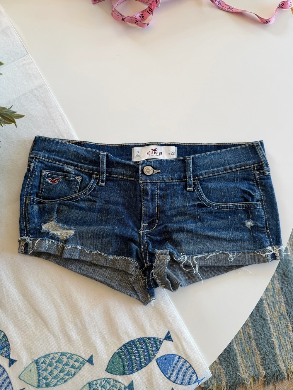 Vintage Hollister Low Rise Dark Blue Denim Jean Shorts